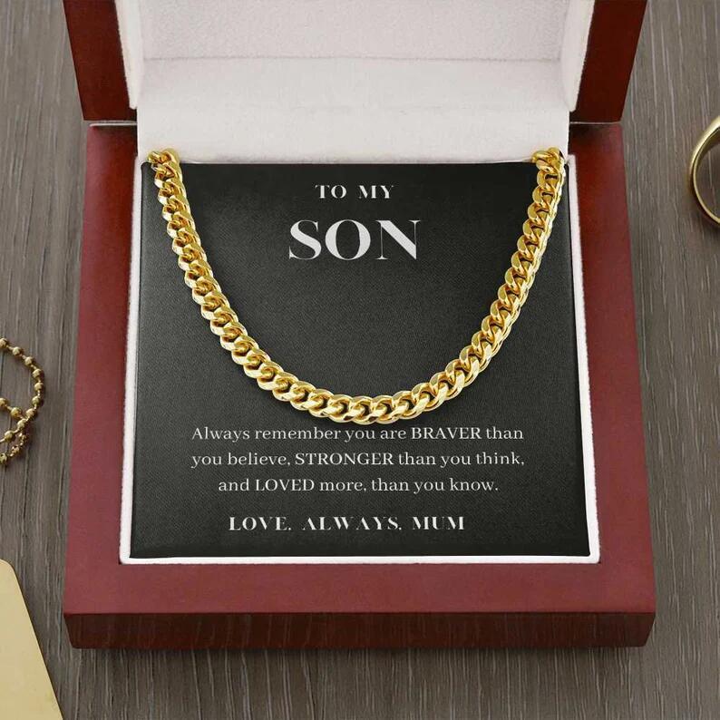 Cuban Link Chain Necklace Gift For Son