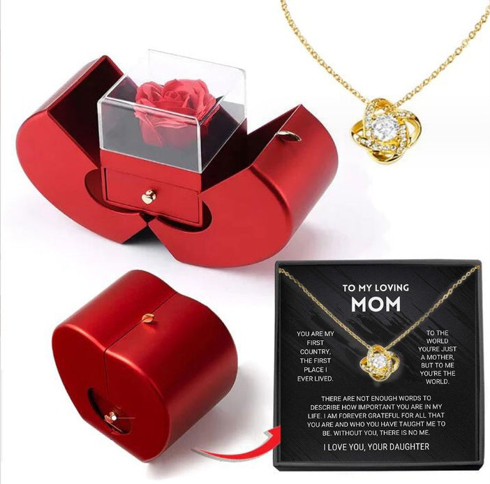 Forever Rose Neckless Heart Box - To My Loving Mom