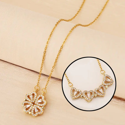 The Exquisite Four-Leaf Grass Necklace and Heart Necklace