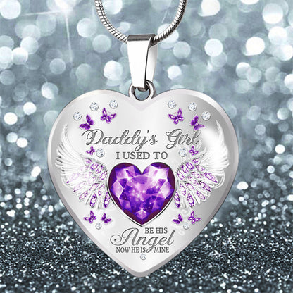 Daddy's Girl Parent-child Angel Wings Peach Heart Necklace