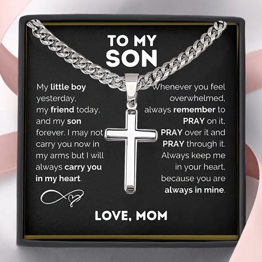 To My Son - Simple Cross Pendant Men's Necklace