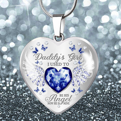 Daddy's Girl Parent-child Angel Wings Peach Heart Necklace